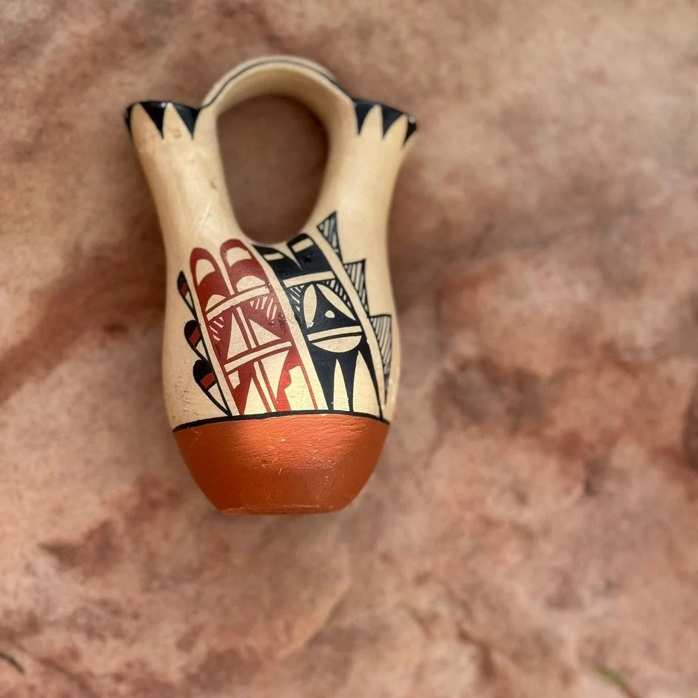 Pueblo Pottery Wedding Vase Native American Acoma Handmade Jemez Southwest BOHO